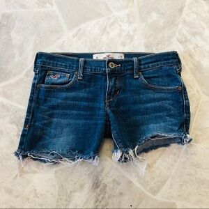 Hollister denim cut off raw hem cotton stretch summer jeans shorts size 1